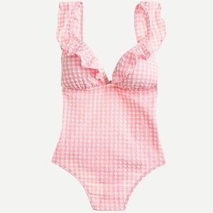 NWT J. Crew Pink Gingham One Piece Swimsuit